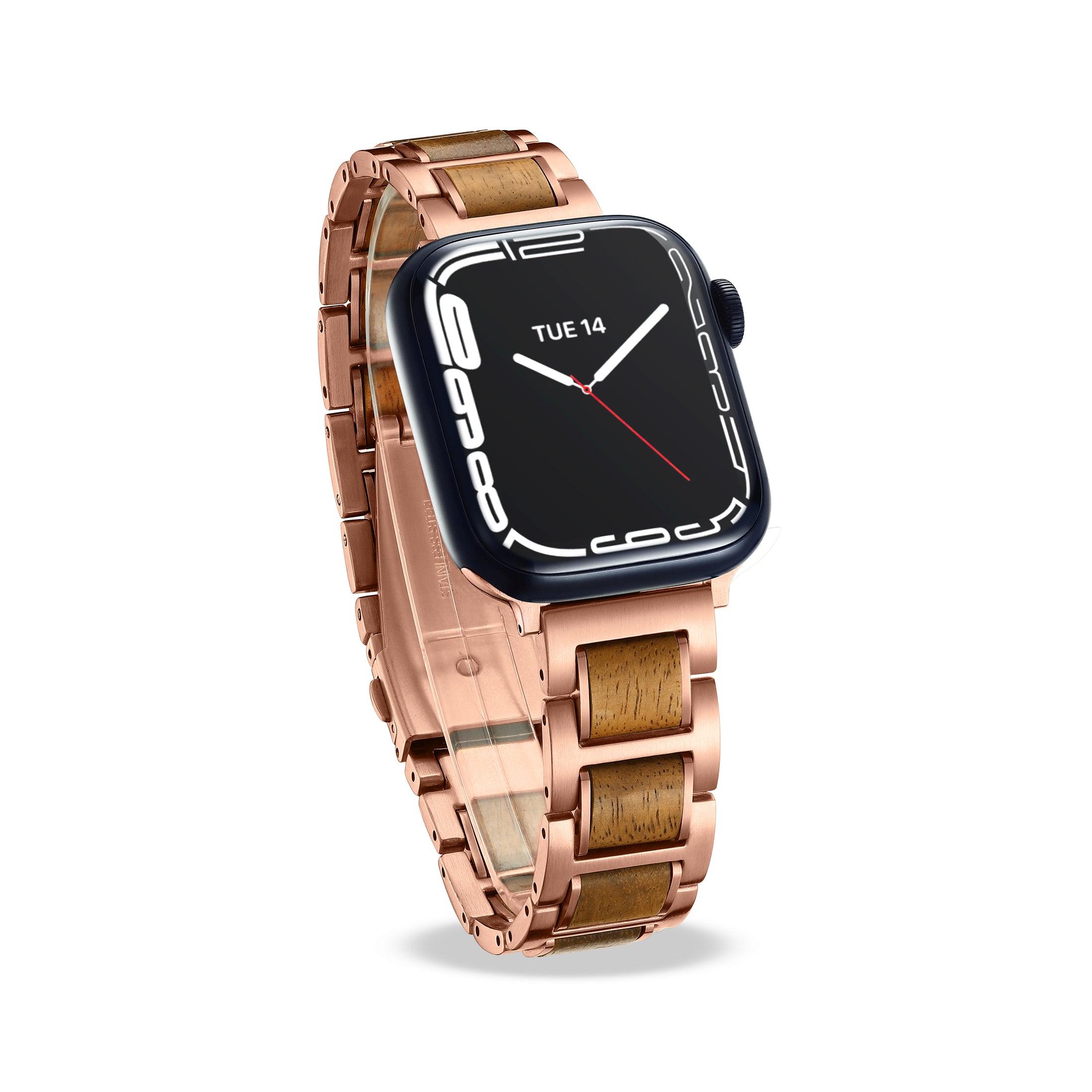 Apple Watch Band Smooth Natural Wood Steel Mix