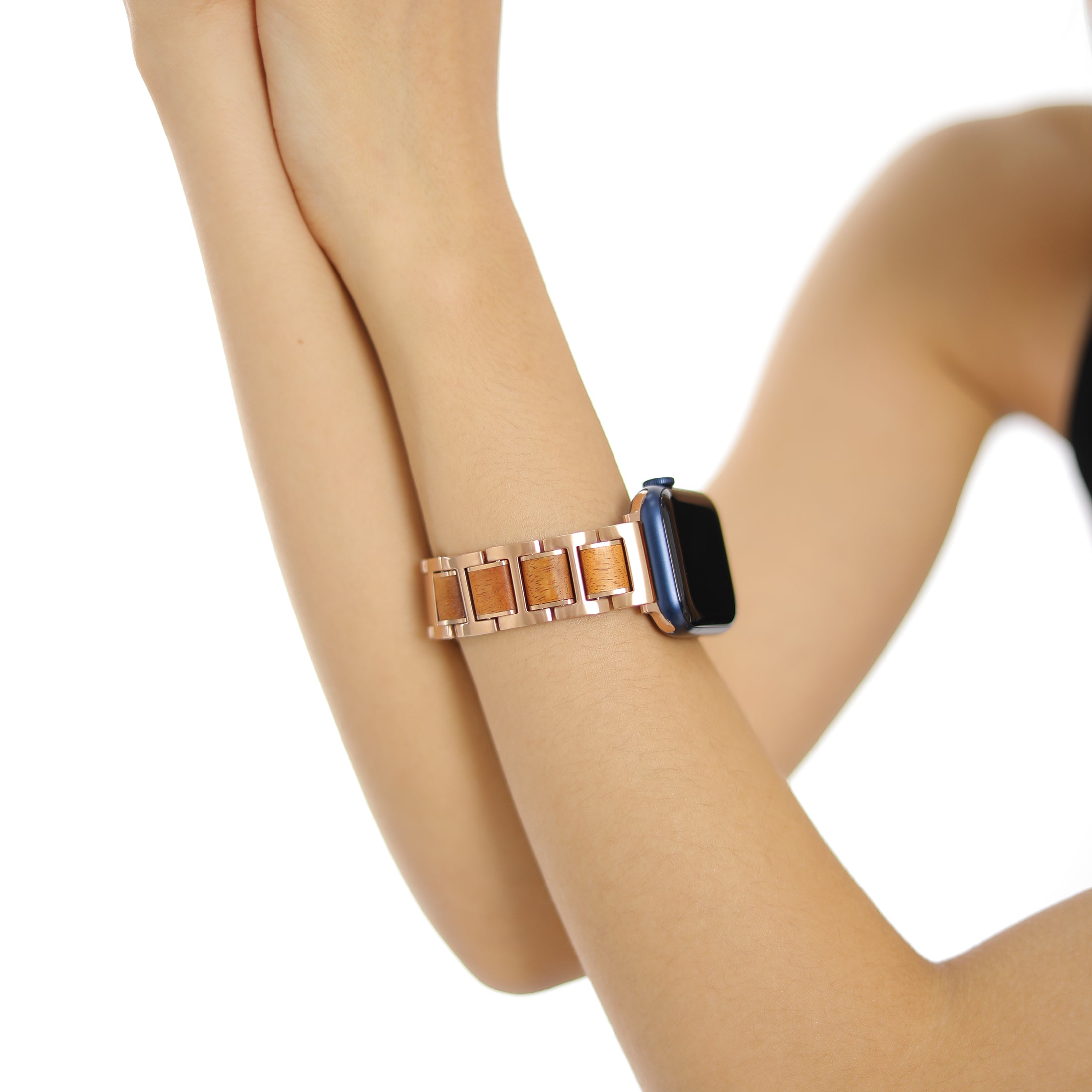 Apple Watch Band Smooth Natural Wood Steel Mix
