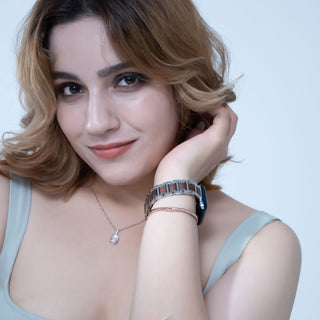 NaturaGlow Apple-Watch-Armbänder für Damen, Holz-Stahl-Mix