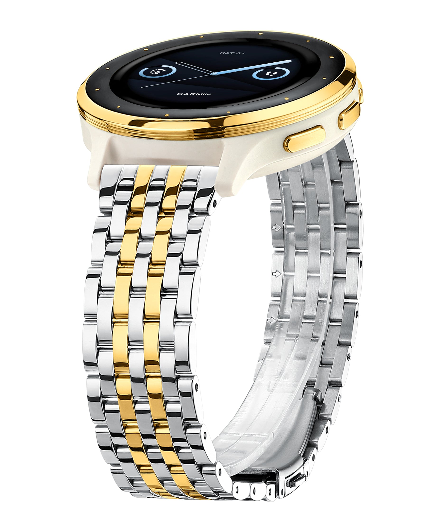 18mm Dressy Watch Bands for Garmin Venu 2s Venu 3s Venu 4 (41mm) Vivoactive 4s Vivoactive 3s Forerunner 255S / 255S Music Forerunner 265S, 18mm Stainless Steel Watch Bands for Garmin Watch for Women