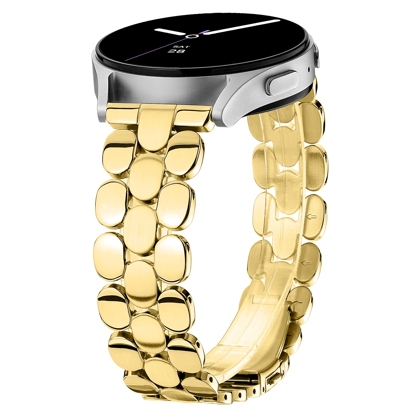 Designer Bands for Samsung Galaxy Watch 7/6/5/4 40mm 44mm Active 2 FE 40mm 44mm/Watch 6/4 Classic/5 Pro/3, 20mm Stainless Steel Metal for Samsung Watc