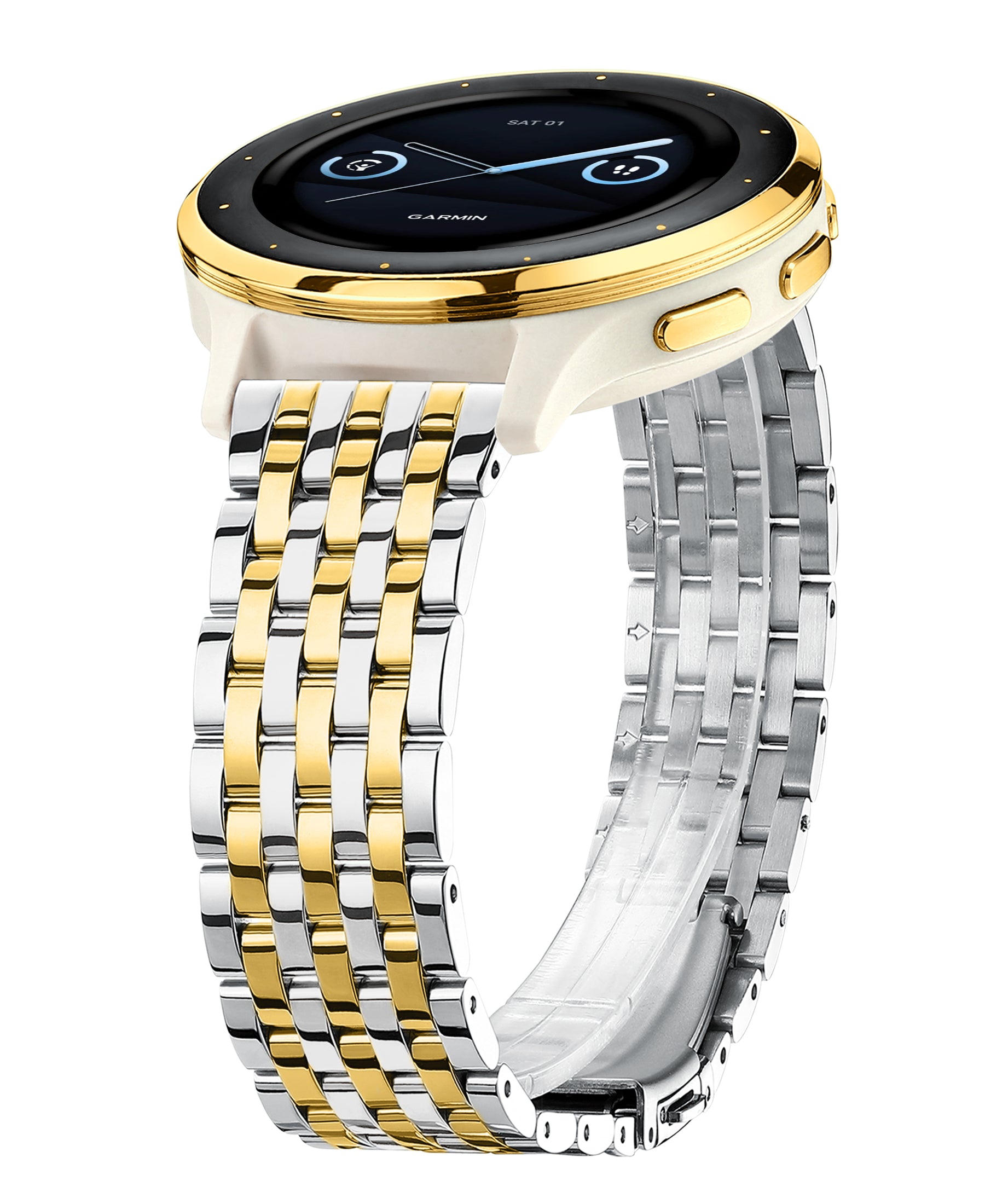 18mm Dressy Watch Bands for Garmin Venu 2s Venu 3s Venu 4 (41mm) Vivoactive 4s Vivoactive 3s Forerunner 255S / 255S Music Forerunner 265S, 18mm Stainless Steel Watch Bands for Garmin Watch for Women