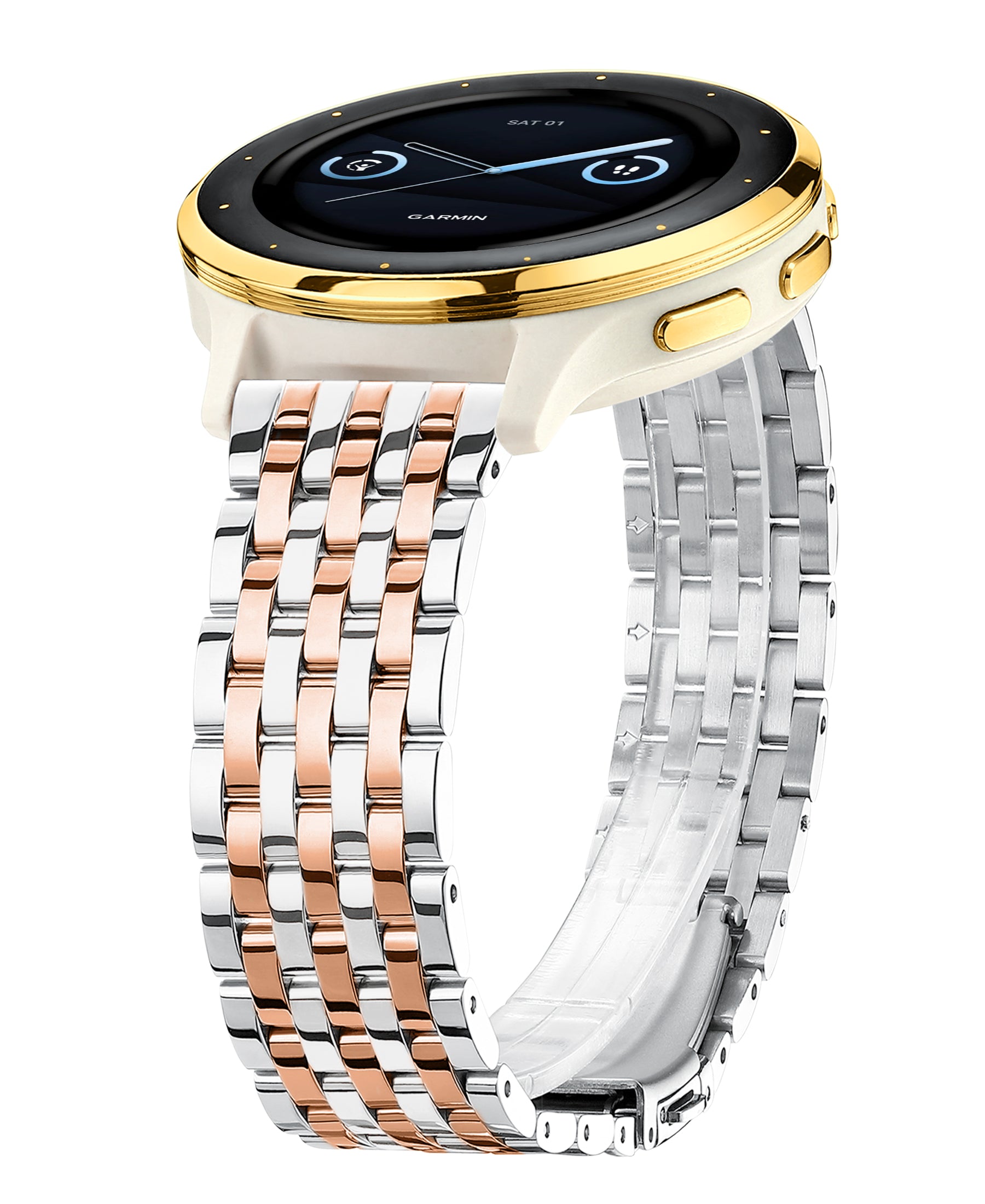 18mm Dressy Watch Bands for Garmin Venu 2s Venu 3s Venu 4 (41mm) Vivoactive 4s Vivoactive 3s Forerunner 255S / 255S Music Forerunner 265S, 18mm Stainless Steel Watch Bands for Garmin Watch for Women