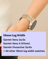 18mm Dressy Watch Bands for Garmin Venu 2s Venu 3s Venu 4 (41mm) Vivoactive 4s Vivoactive 3s Forerunner 255S / 255S Music Forerunner 265S, 18mm Stainless Steel Watch Bands for Garmin Watch for Women