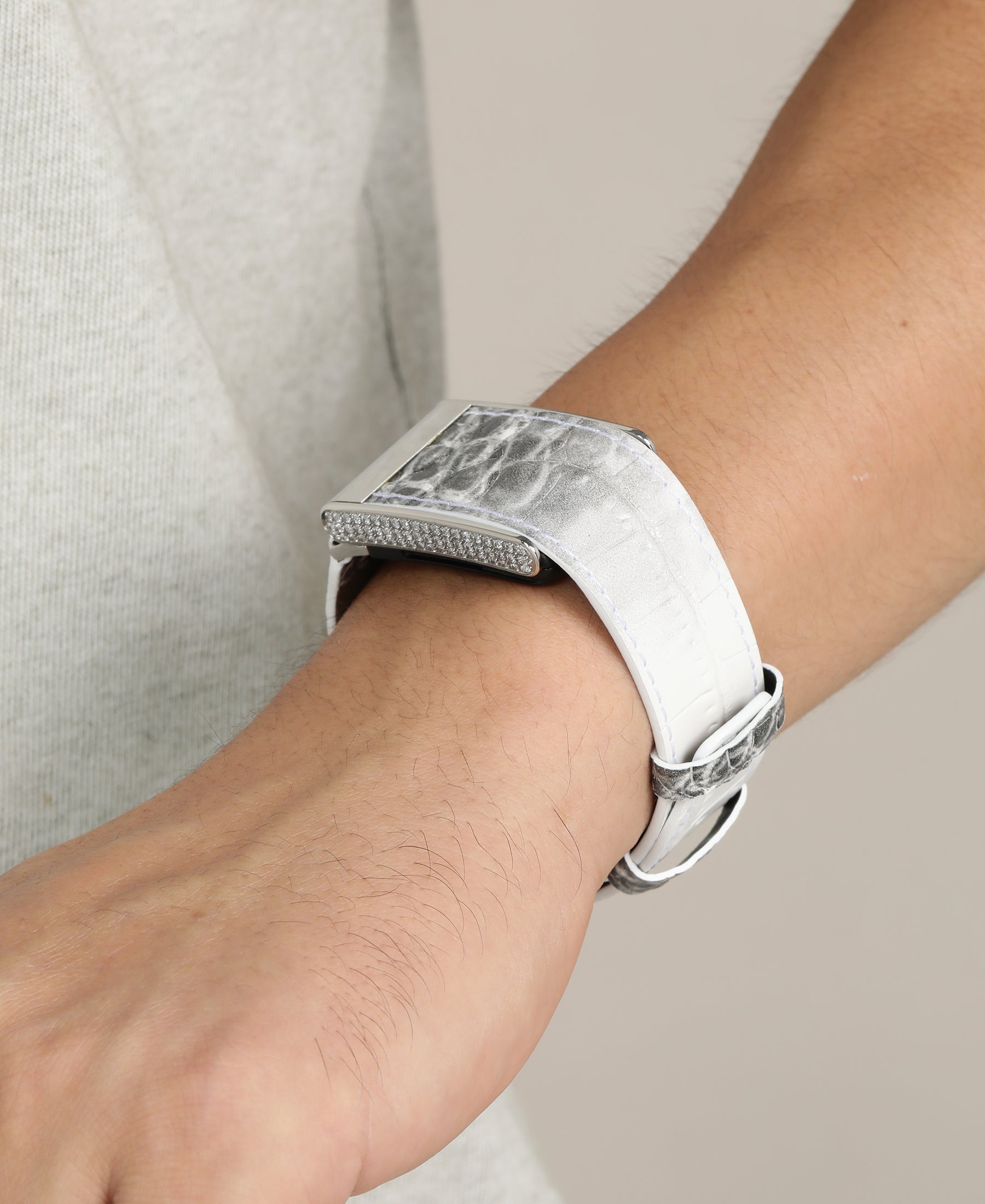 Himalaya Leather Band for Whoop (White/Grey)