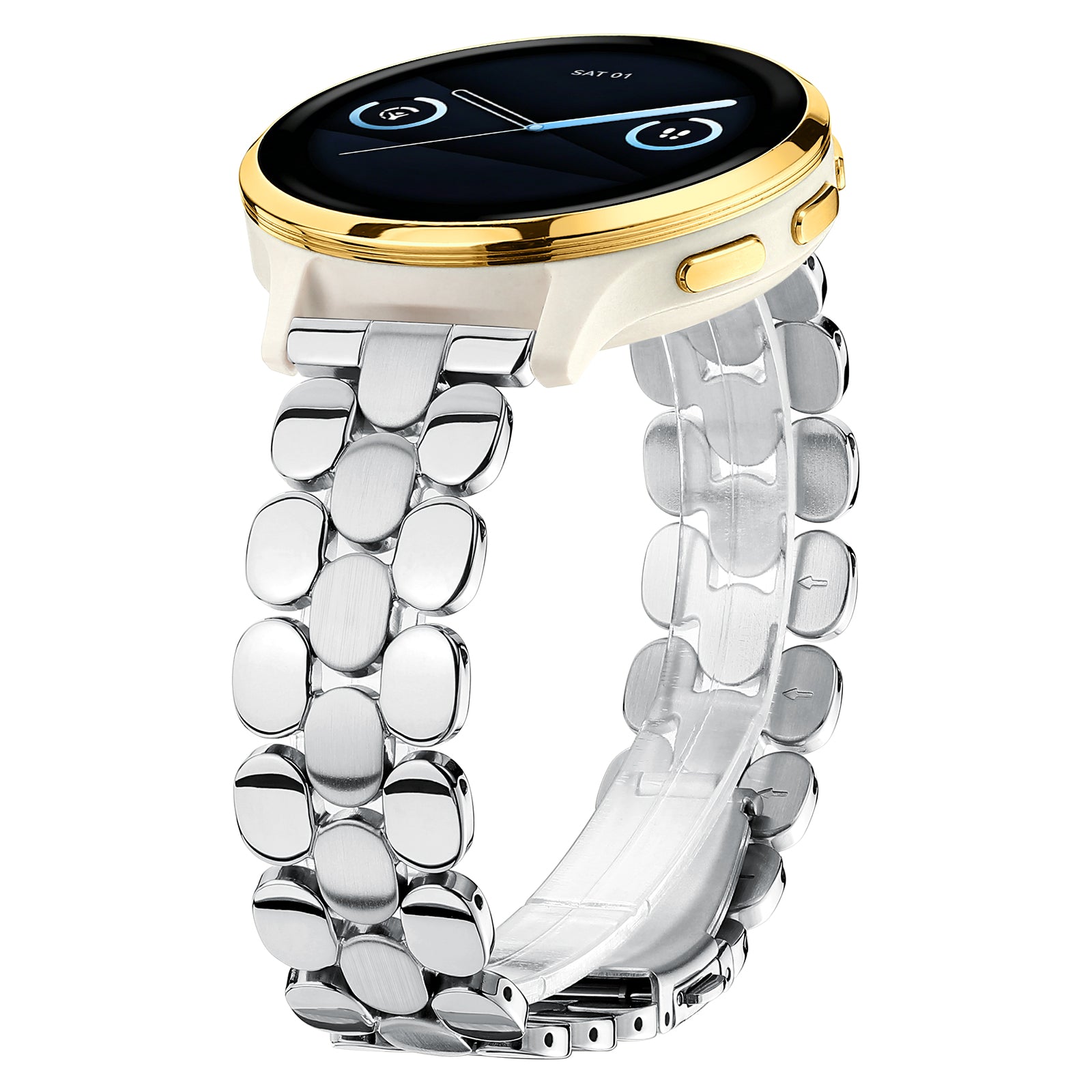 18mm Dressy Watch Bands for Garmin Venu 2s Venu 3s Venu 4 (41mm) Vivoactive 4s Vivoactive 3s Forerunner 255S / 255S Music Forerunner 265S, 18mm Stainless Steel Watch Bands for Garmin Watch for Women