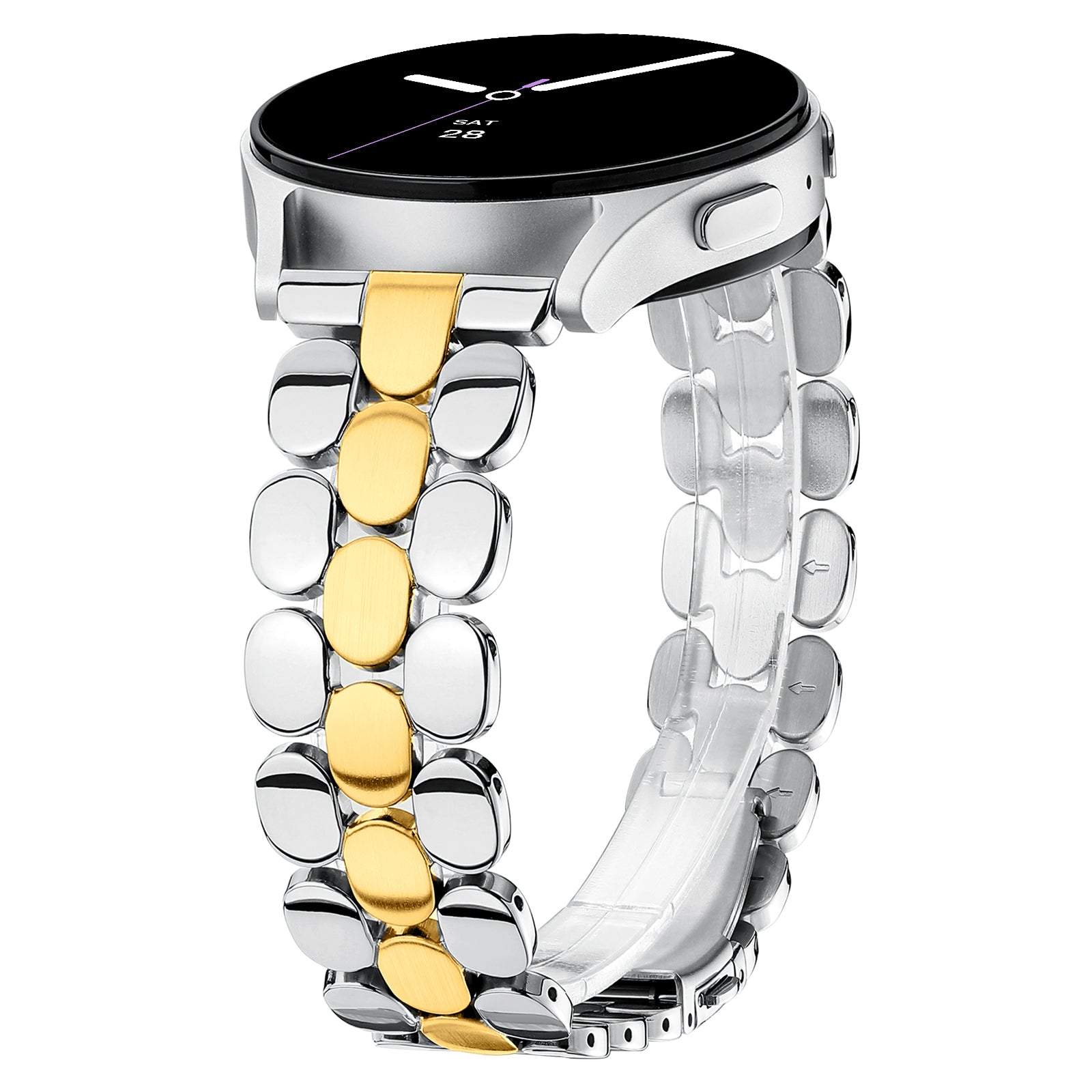 Designer Bands for Samsung Galaxy Watch 7/6/5/4 40mm 44mm Active 2 FE 40mm 44mm/Watch 6/4 Classic/5 Pro/3, 20mm Stainless Steel Metal for Samsung Watc