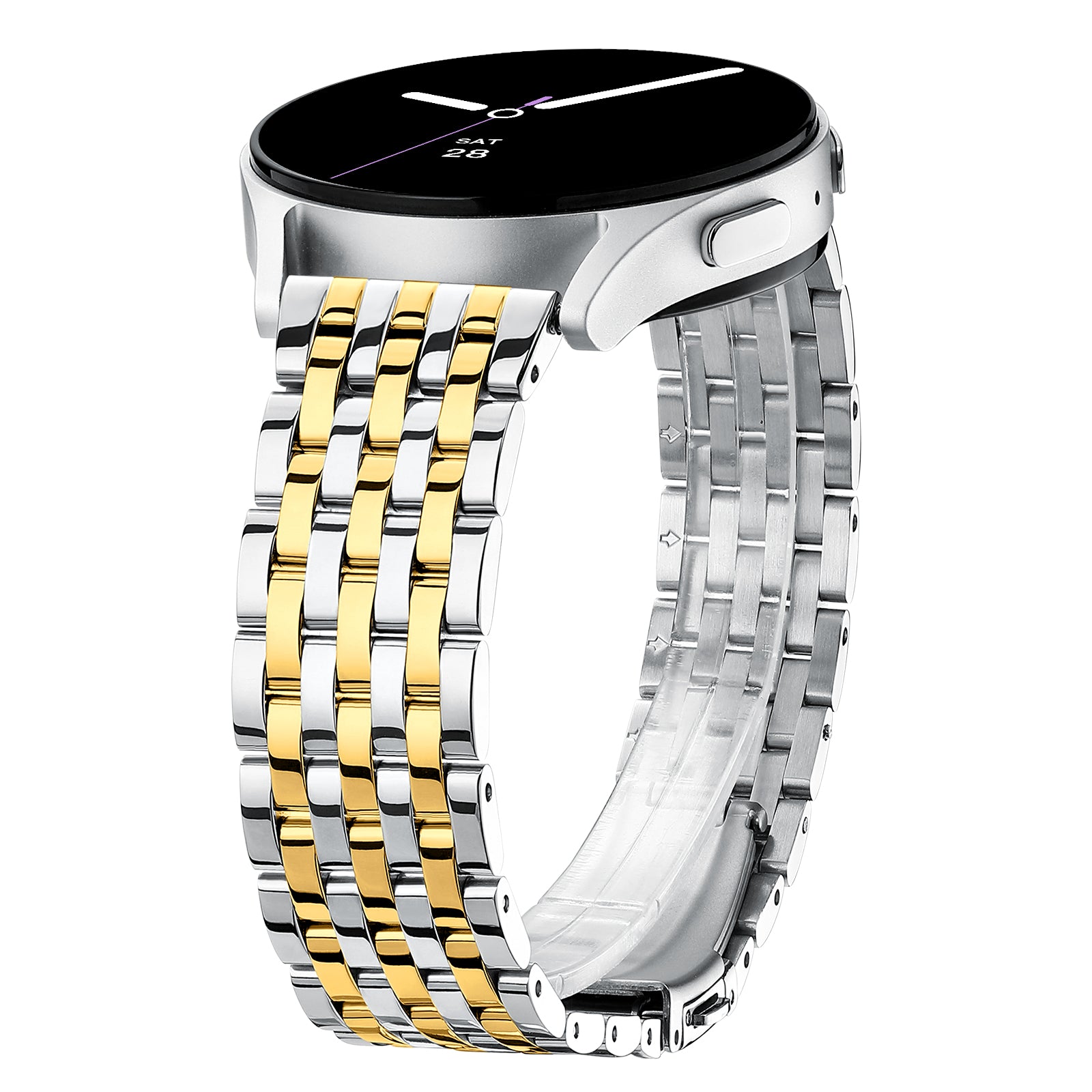 Classic Bands for Samsung Galaxy Watch 7/6/5/4 40mm Active 2 FE 40mm 44mm/Watch 6/4 Classic/5 Pro/3, 20mm Stainless Steel Metal for Samsung Watch Bands Women