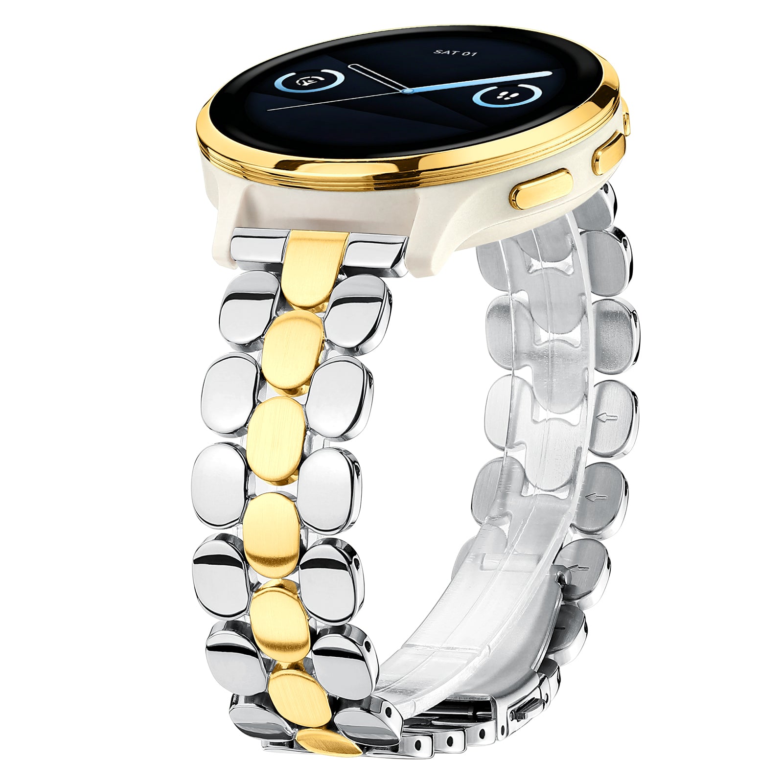 18mm Dressy Watch Bands for Garmin Venu 2s Venu 3s Venu 4 (41mm) Vivoactive 4s Vivoactive 3s Forerunner 255S / 255S Music Forerunner 265S, 18mm Stainless Steel Watch Bands for Garmin Watch for Women