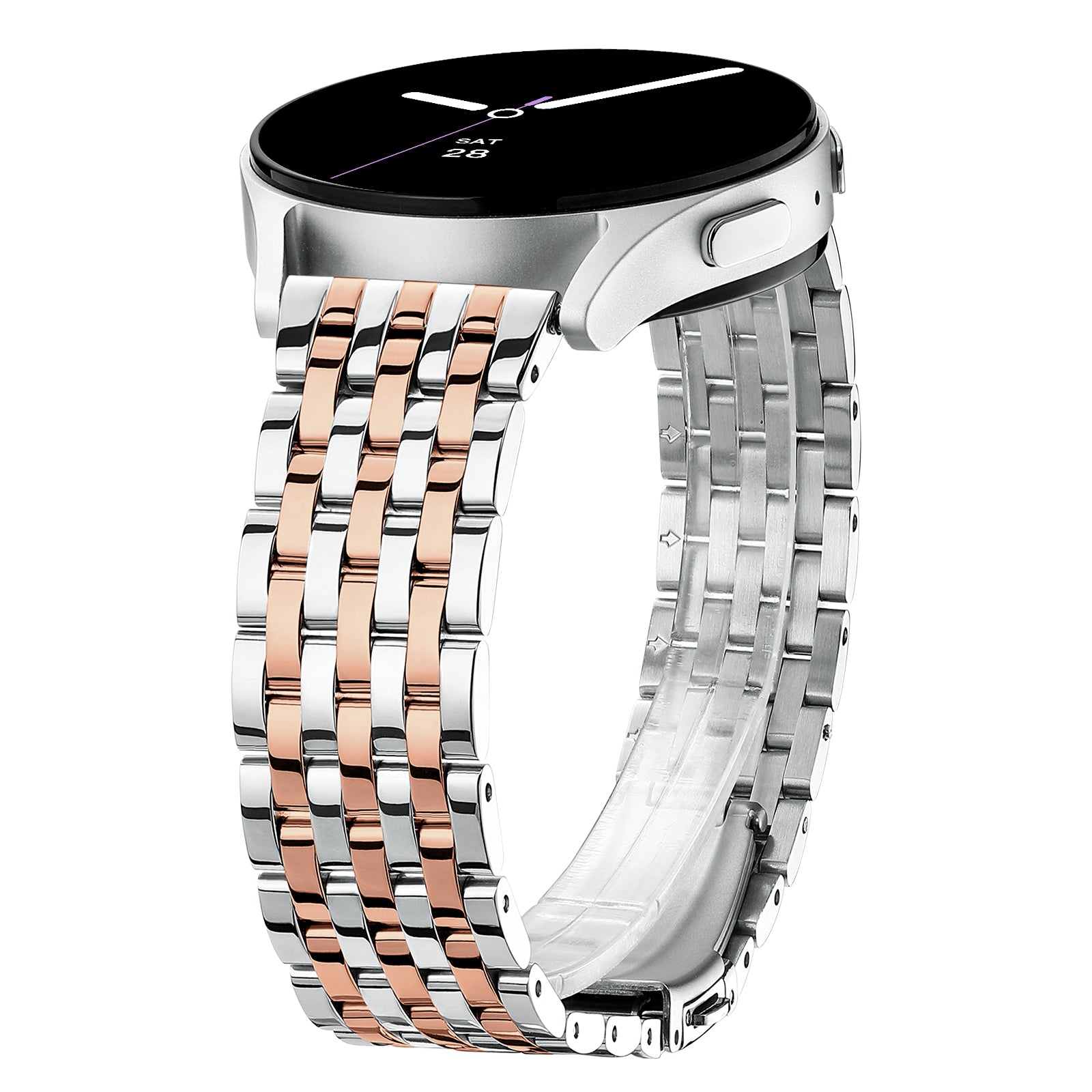 Classic Bands for Samsung Galaxy Watch 7/6/5/4 40mm Active 2 FE 40mm 44mm/Watch 6/4 Classic/5 Pro/3, 20mm Stainless Steel Metal for Samsung Watch Bands Women