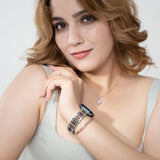 NaturaGlow Apple-Watch-Armbänder für Damen, Holz-Stahl-Mix