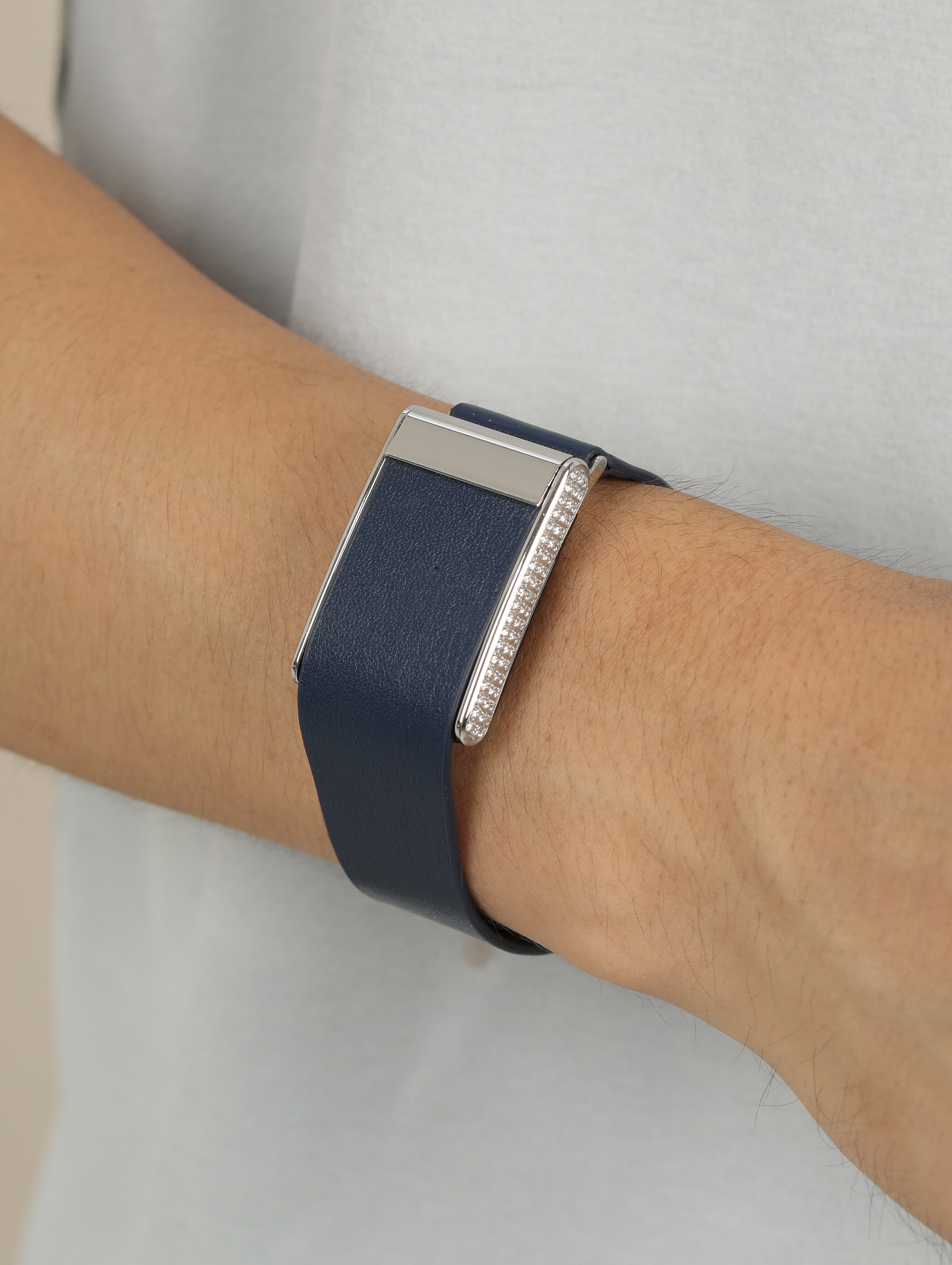 Thin Genuine Leather Strap for Whoop with Diamond Buckle