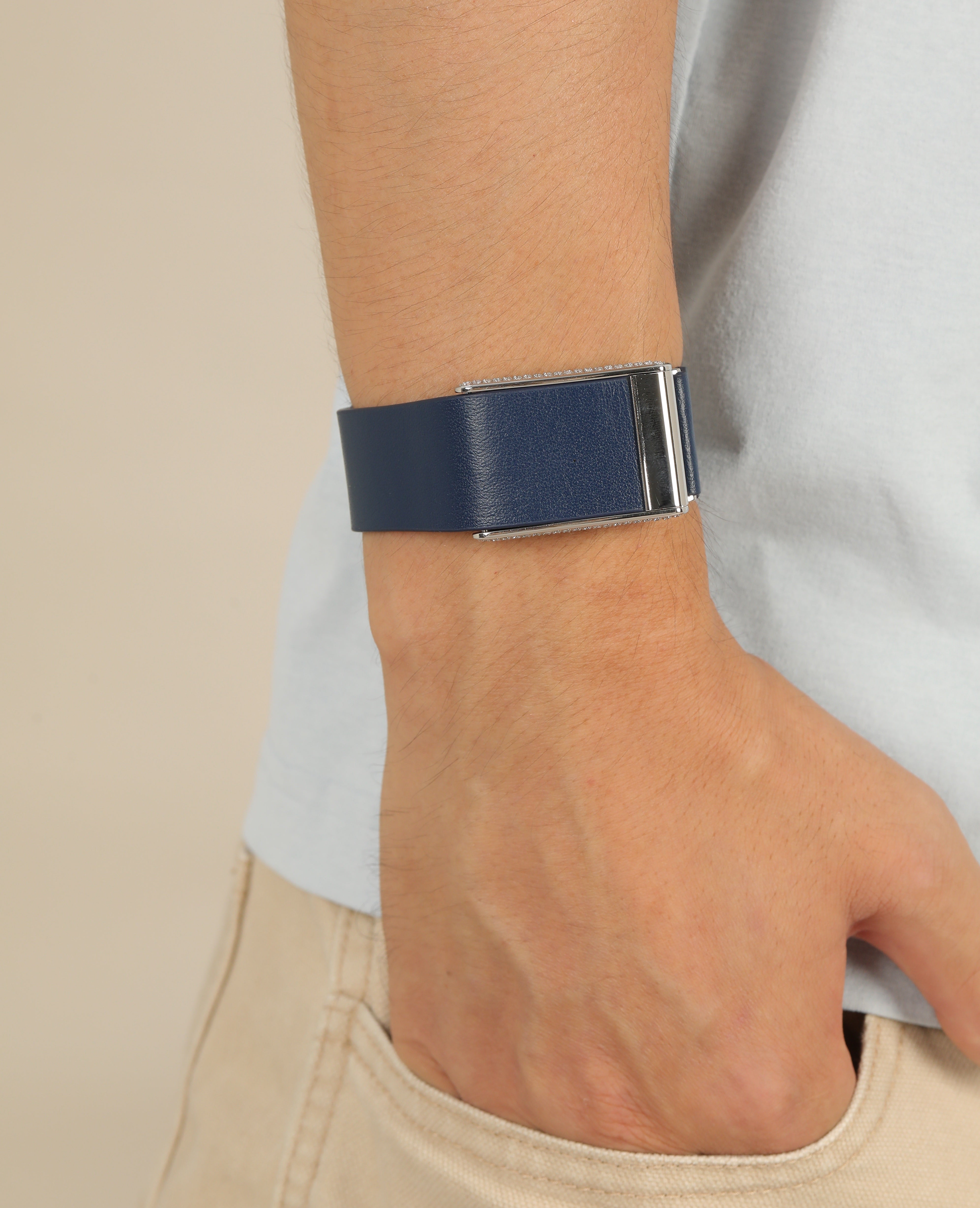 Thin Genuine Leather Strap for Whoop with Diamond Buckle