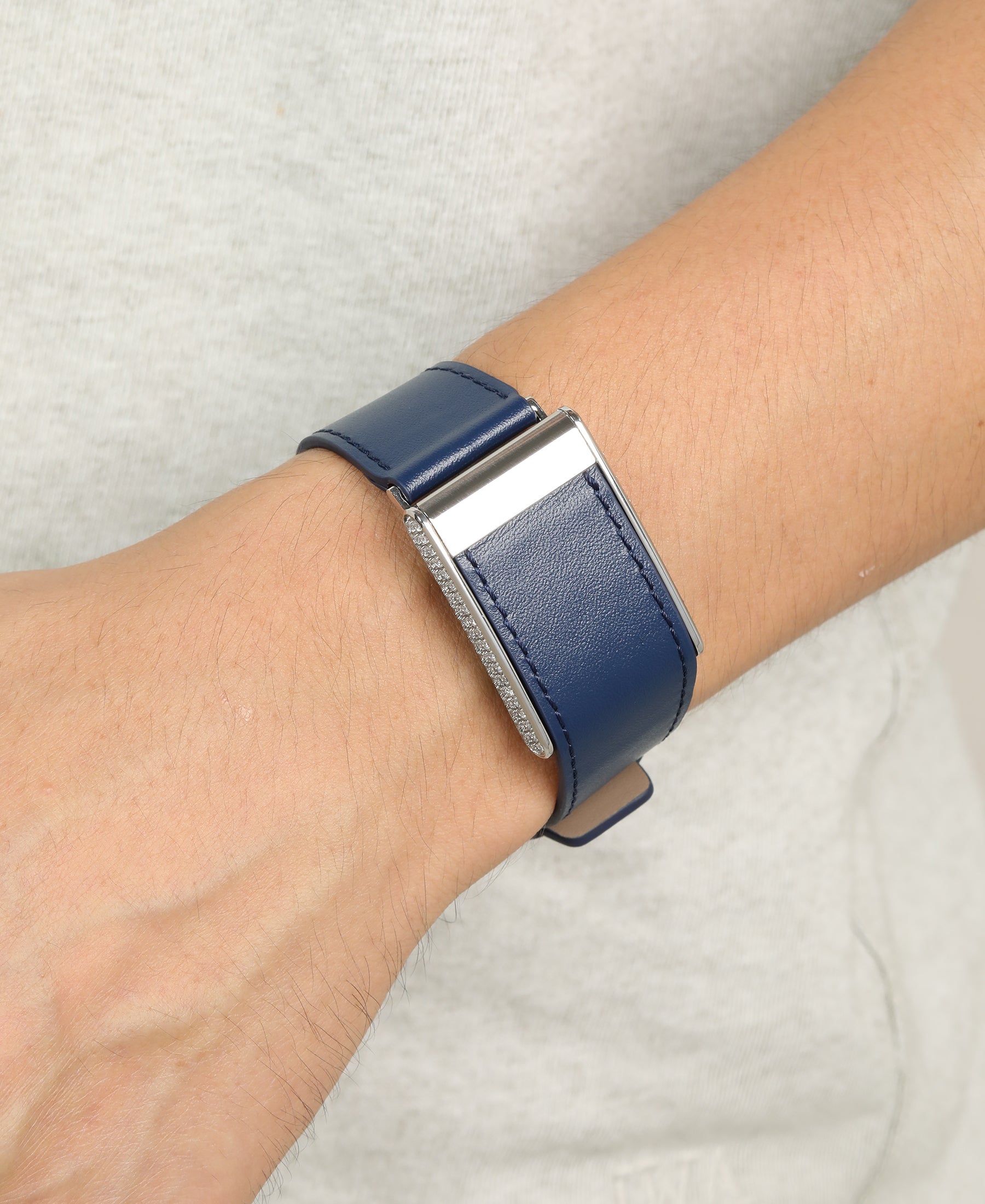 Midnight Blue Knit Decor Leather Band for Whoop
