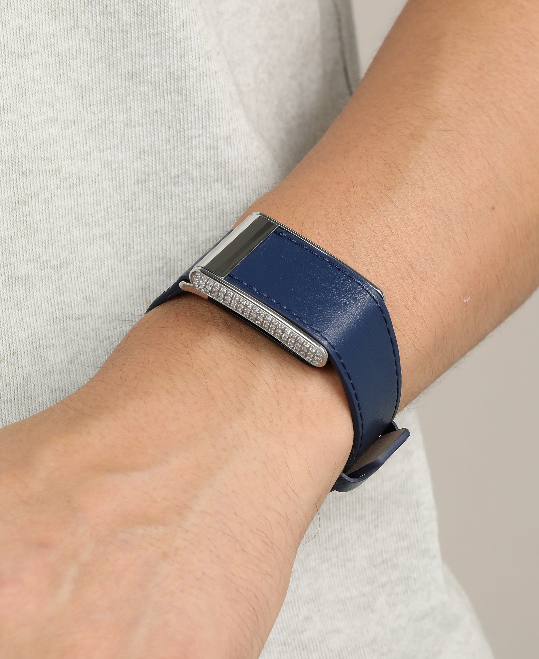 Midnight Blue Knit Decor Leather Band for Whoop