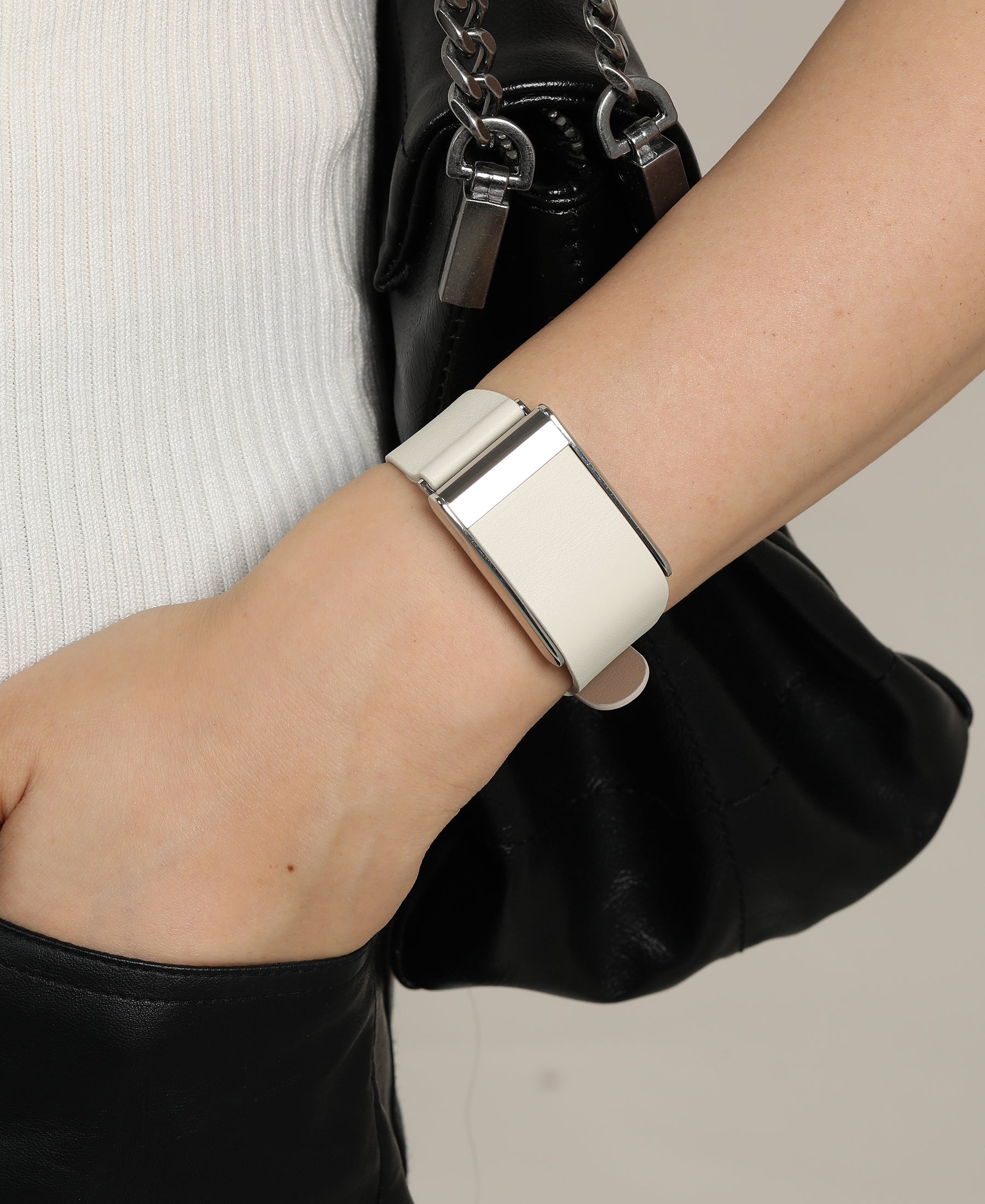 Ivory White Leather Band for Whoop for Women