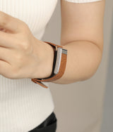Light Coffee Genuine Leather Strap for Whoop with Diamond Buckle