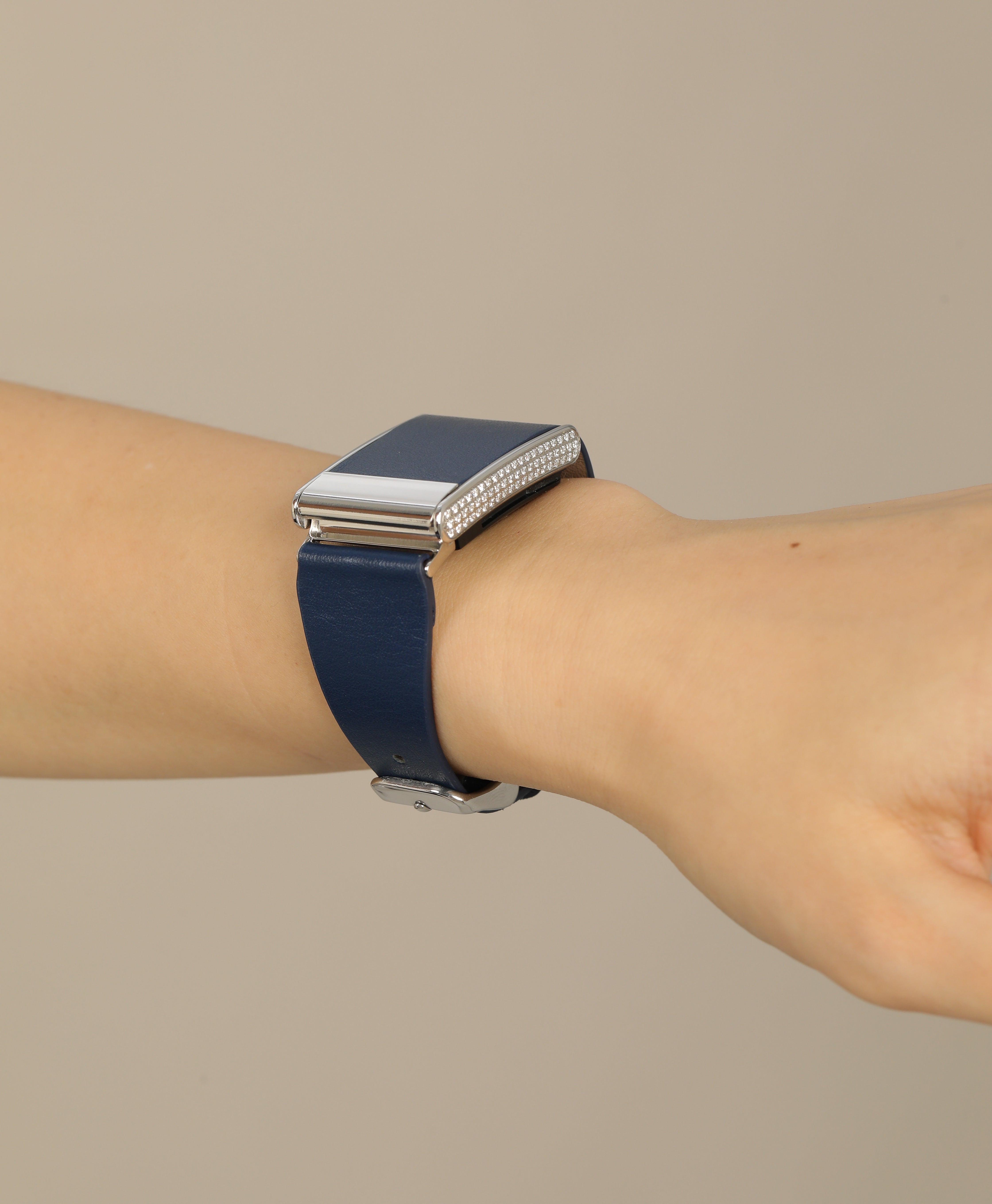 Thin Genuine Leather Strap for Whoop with Diamond Buckle