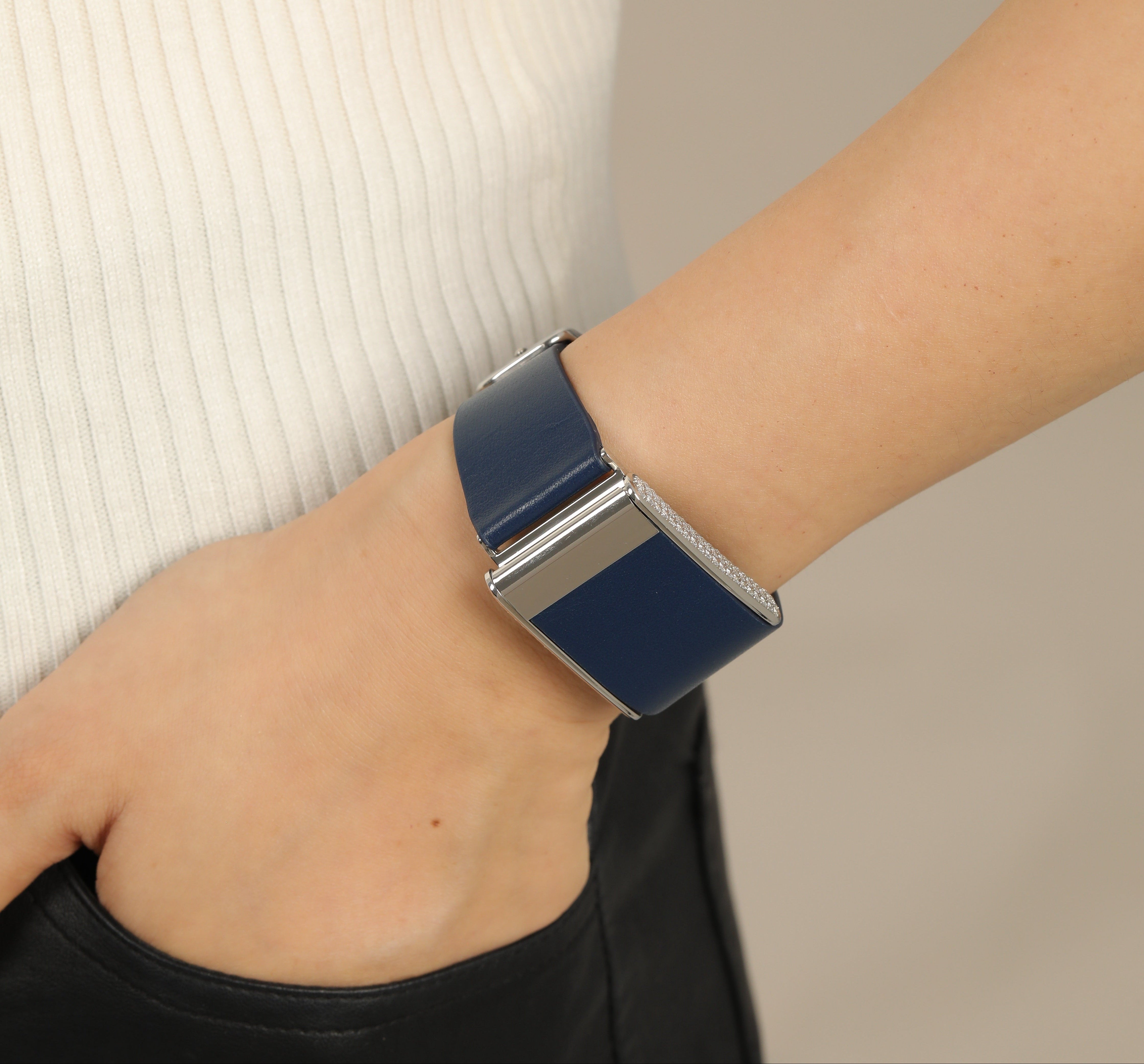 Thin Genuine Leather Strap for Whoop with Diamond Buckle